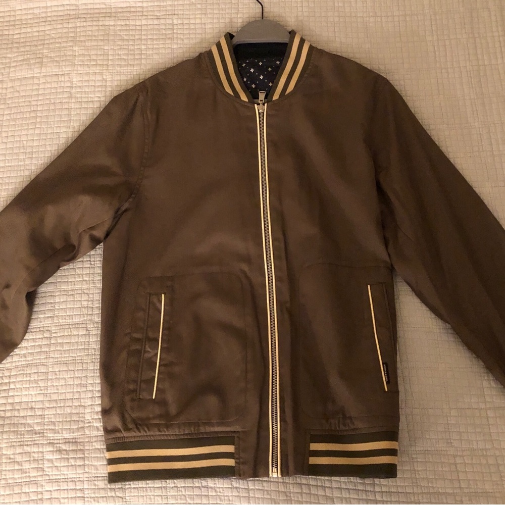 Scotch & Soda Brown Bomber Jacket with Gold Stripes